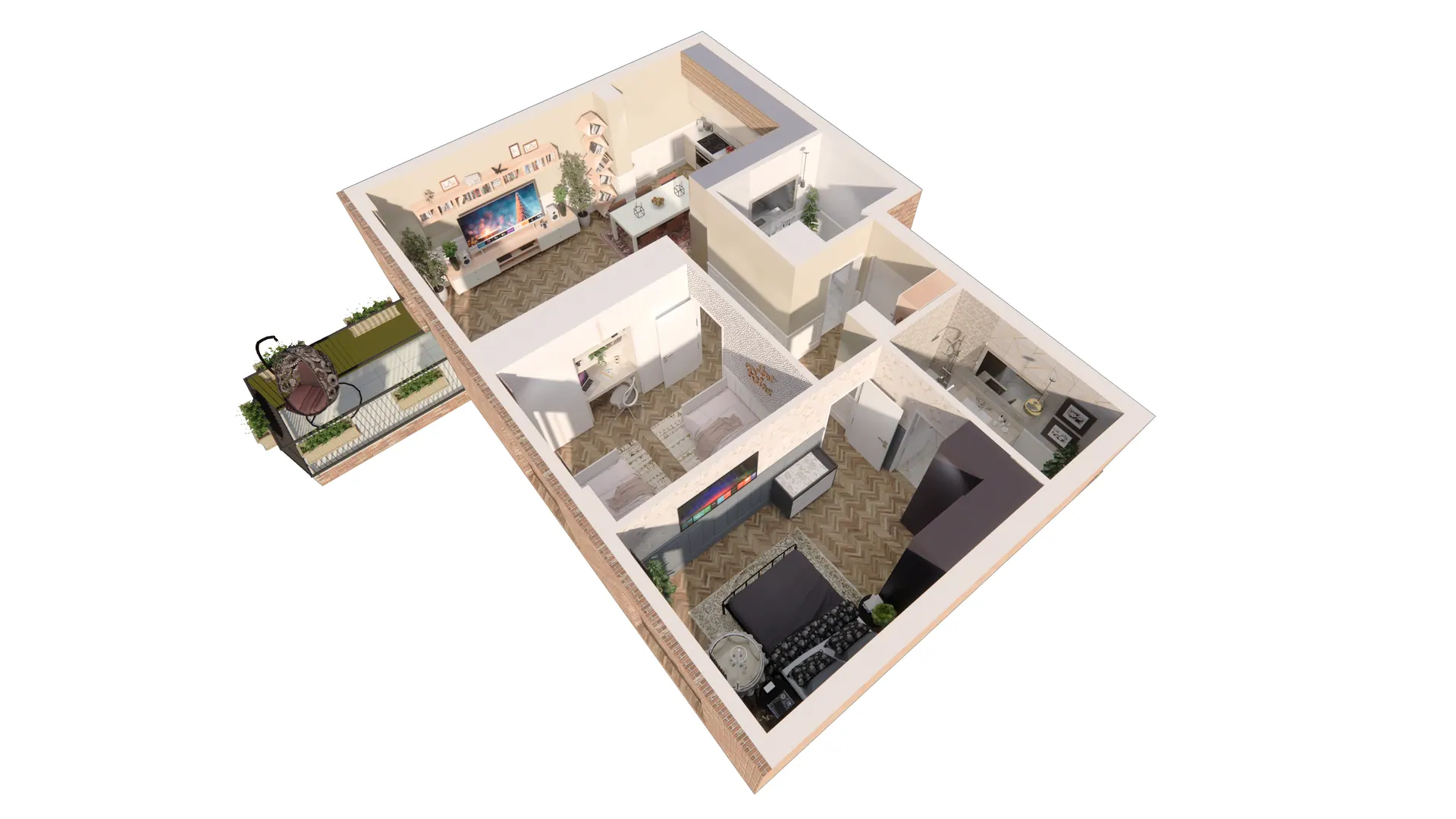 3D render – Two Bedroom Apartment