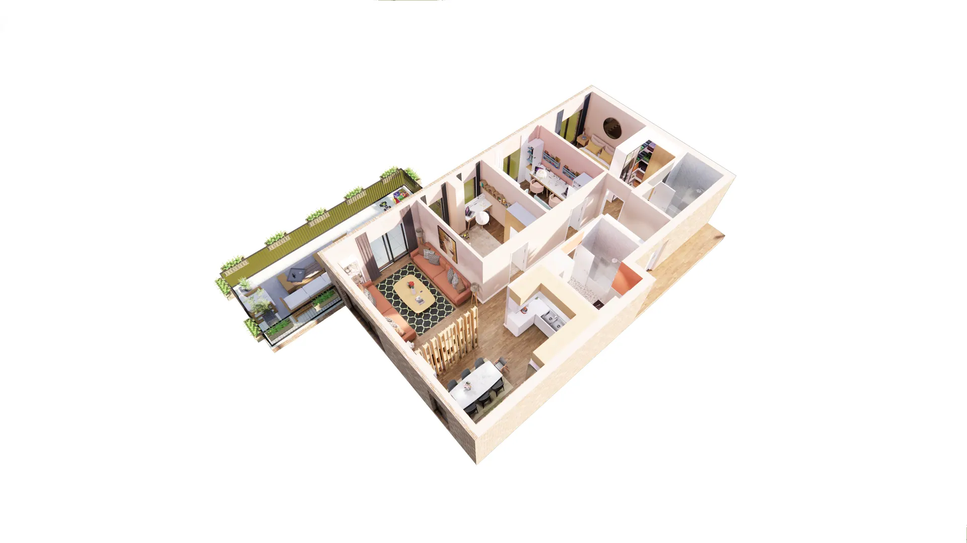 3D render – 3 Bedroom Apartment